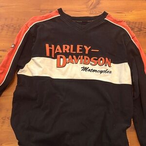 Harley-Davidson Black and Orange V-Neck Shirt